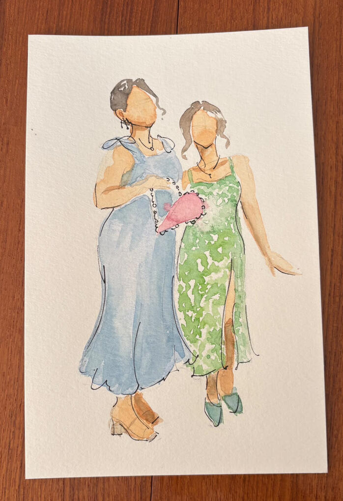Live watercolour wedding portraits